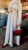 Luna Pearl Abaya - Elegant Grey Modest Wear | Kiswa