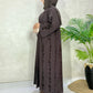 Maroon Embroidered Abaya - Velvet Detail Modest Wear | Kiswa