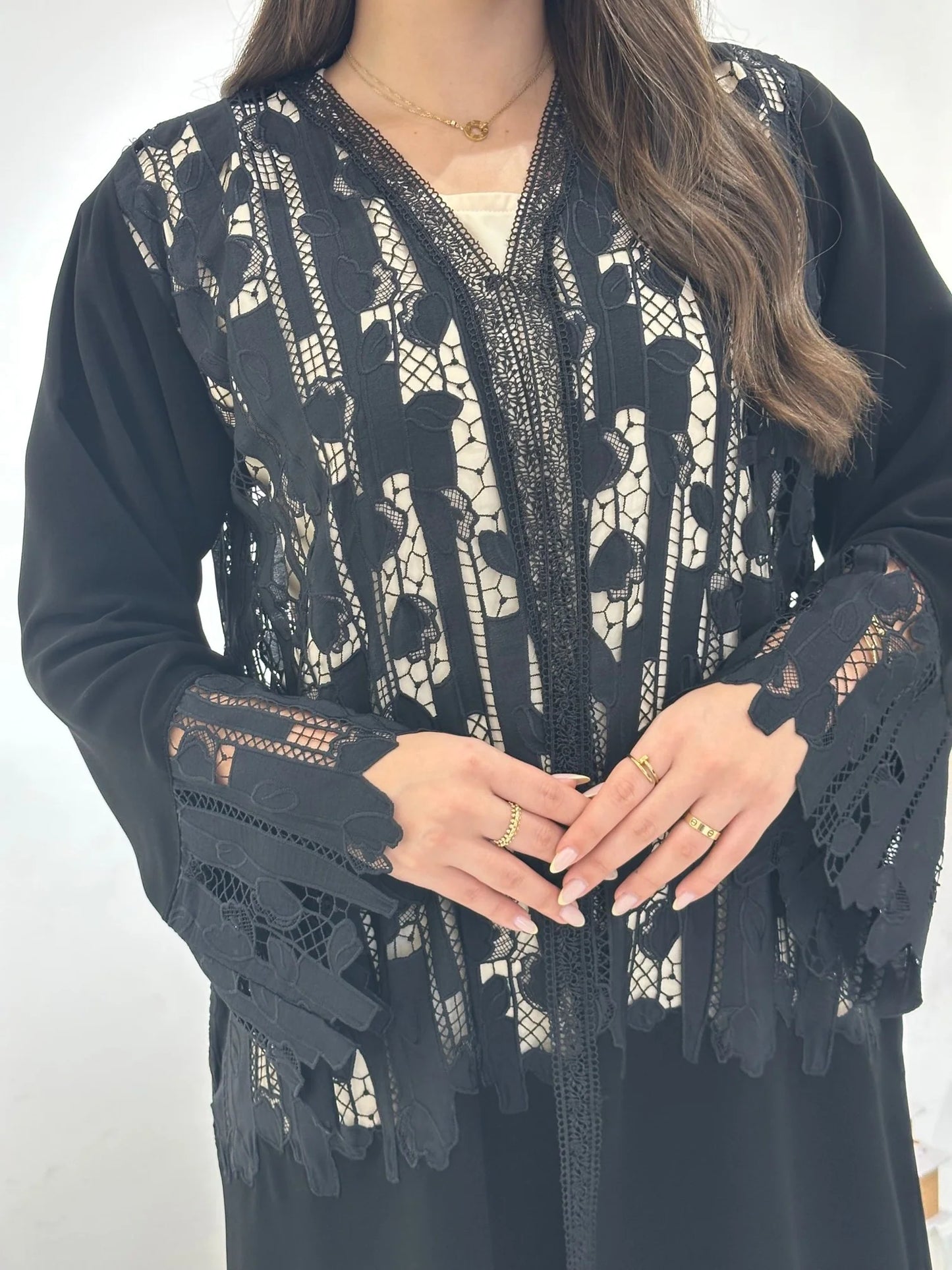 C 1310 Black Lace Abaya