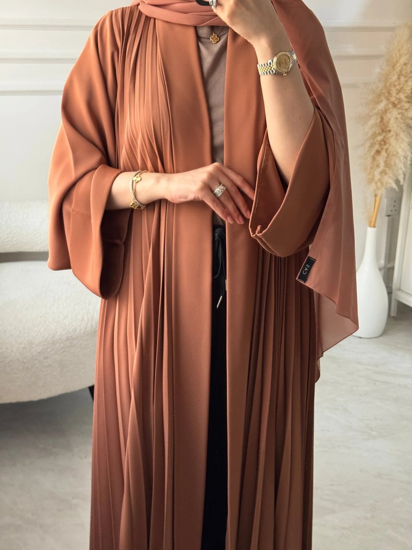 C 1517-01 Bronze Premium Nada Pleated Abaya