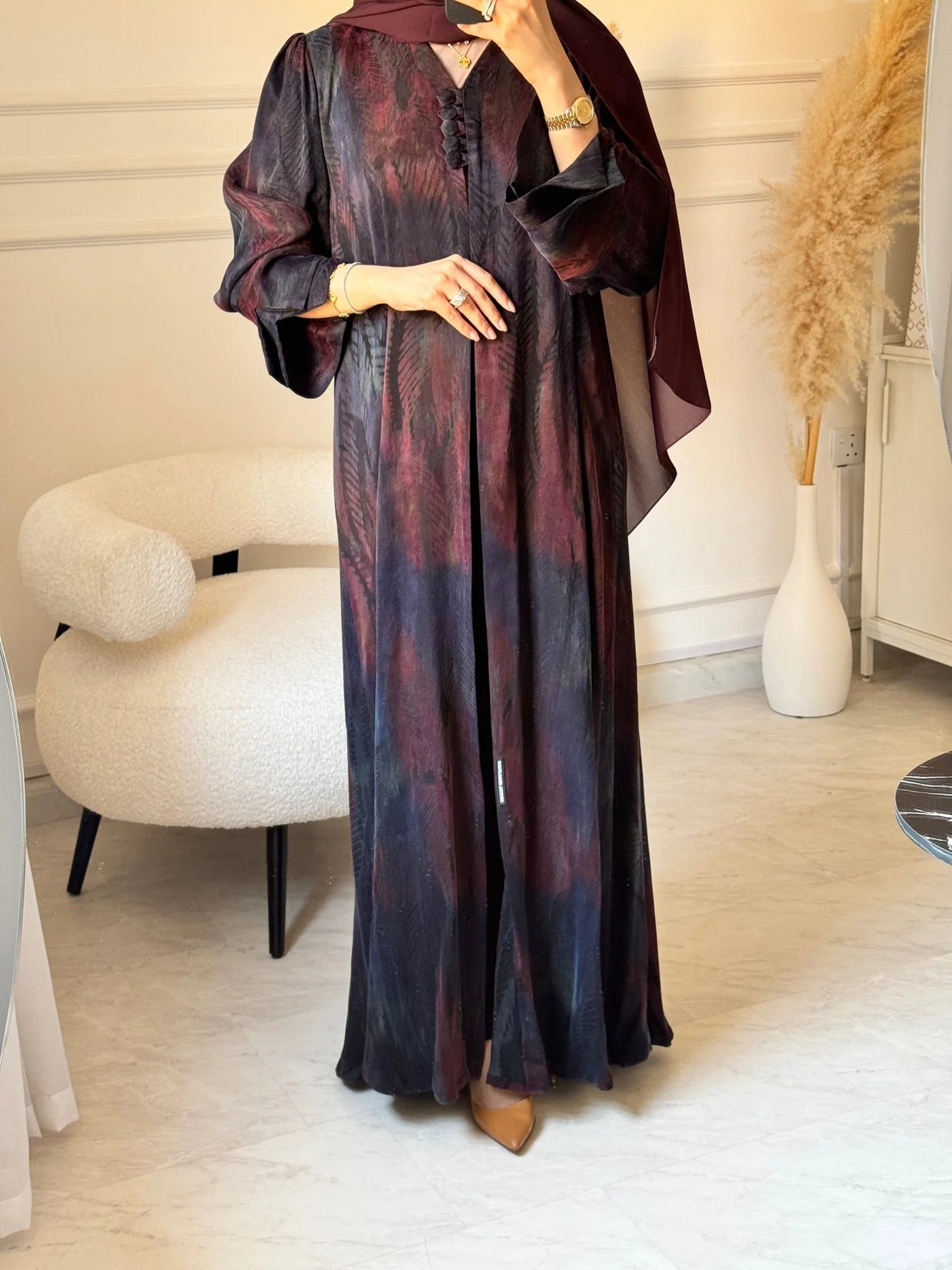 C 1518-01 Burgundy Abaya